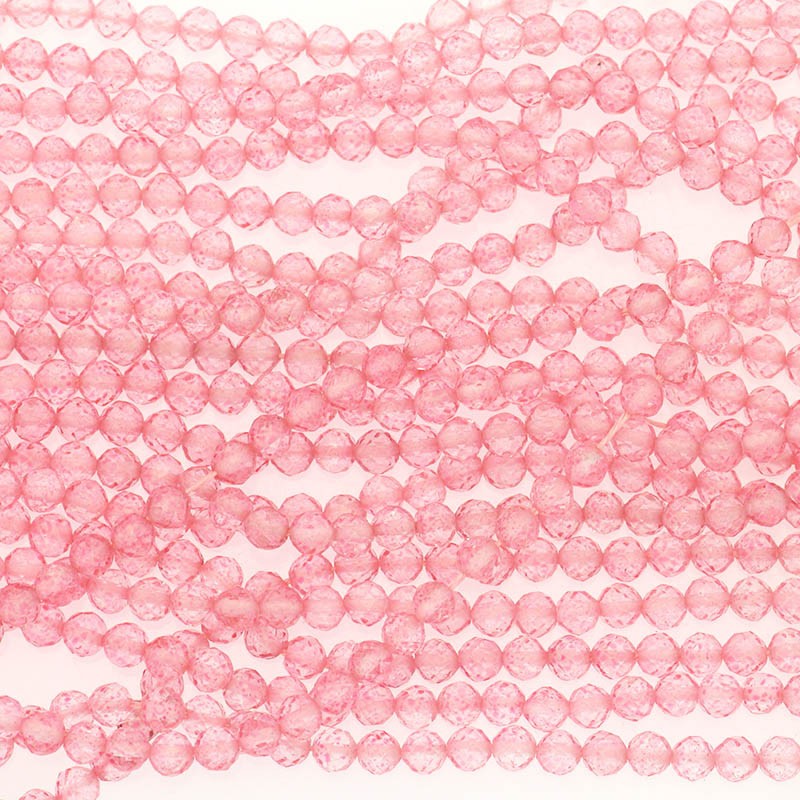 Kwarc różowy madagaskarski/ kulki fasetowane 3mm / sznur/ KAQRKU03