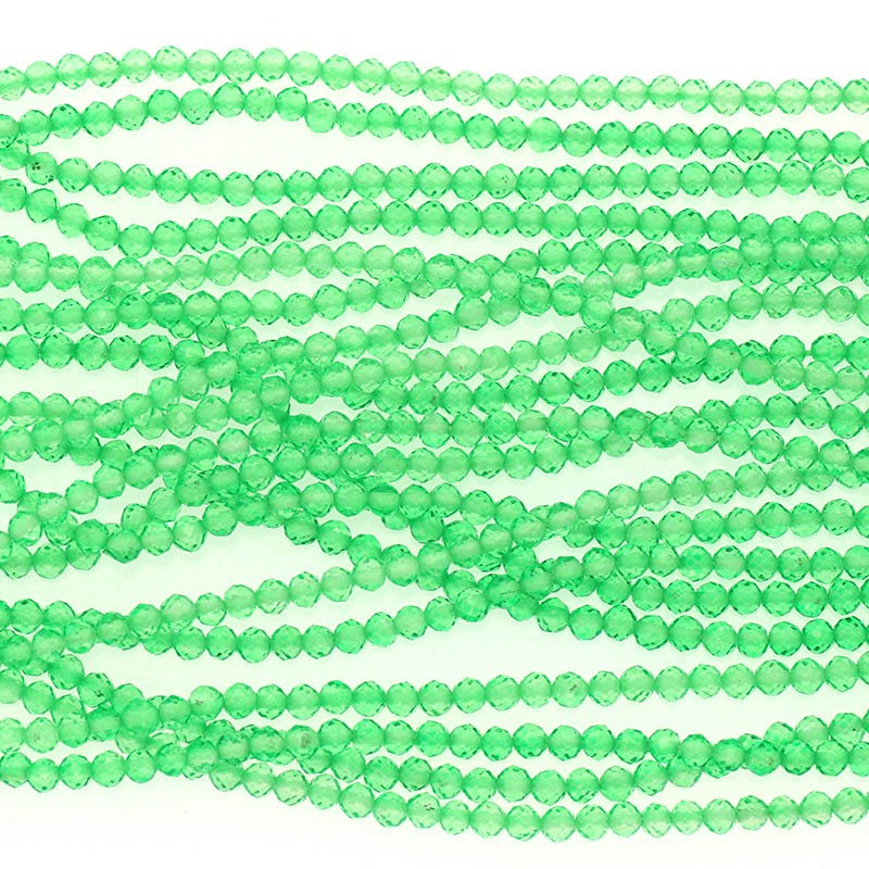 Koraliki kwarc zielony/ kulki fasetowane 2mm / sznur 180szt KAQZKU02