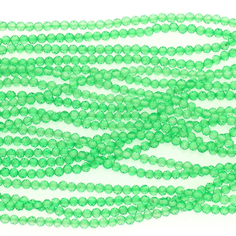 Green quartz / 2mm faceted beads / rope / KAQZKU02