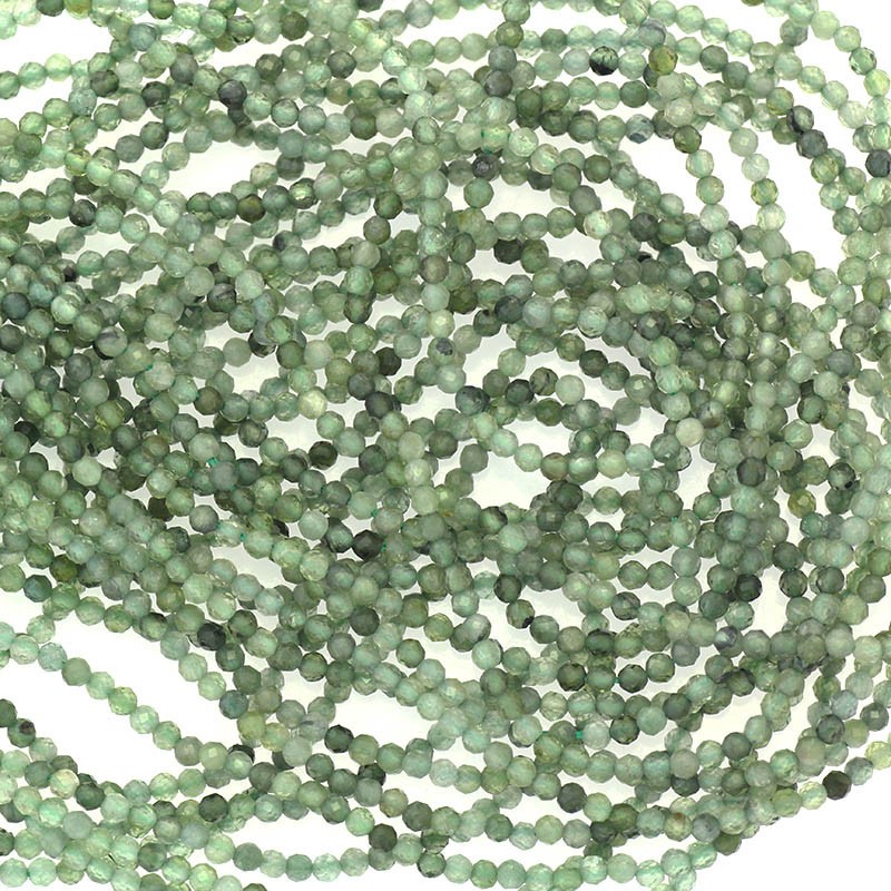 Green tourmaline / 2mm faceted balls / about 90 pieces / rope KATRZKU02