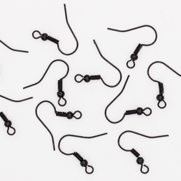 Earwires with a ball and a spring / antiallergic / black / 100pcs 18x16mm BIG18BL