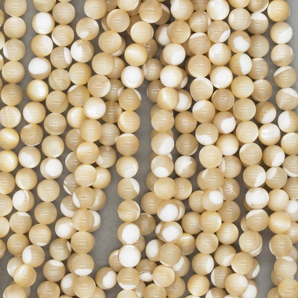 Mother of pearl beads / 6mm balls / beige / 66pcs / string MUKU06C