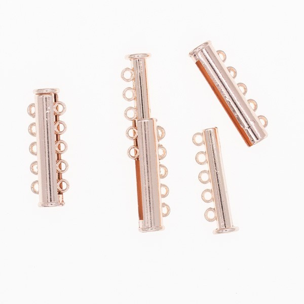 Magnetic clasps for bracelets, five-row, rose gold, 1pc ZAPMG15RG