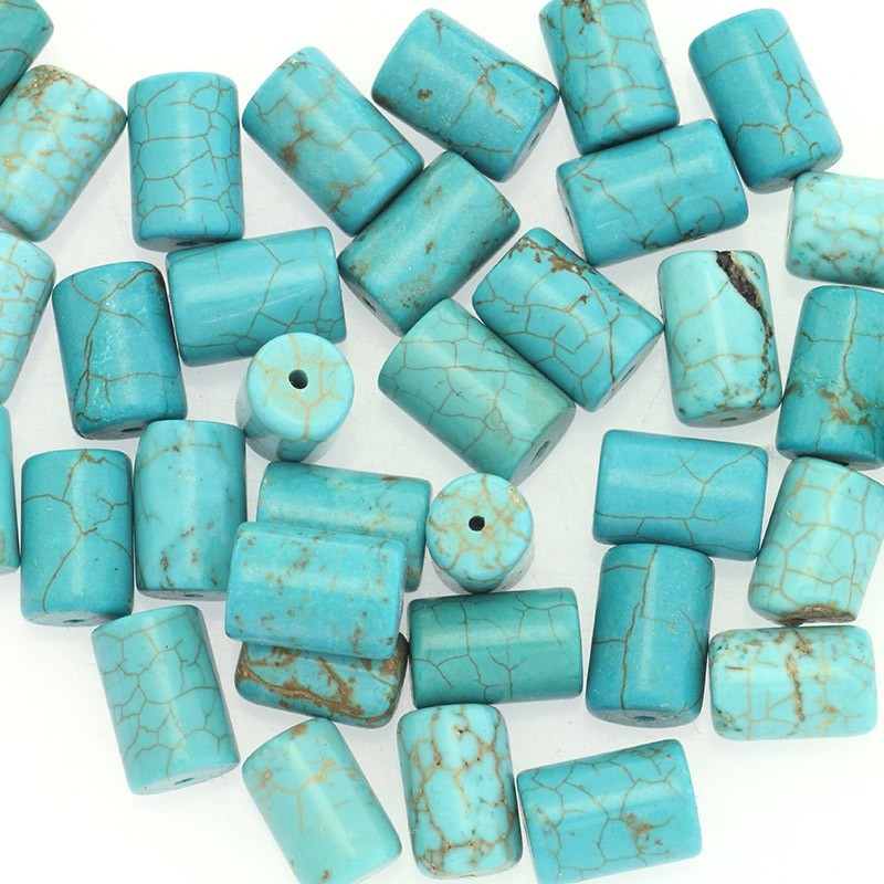 Howlite roller 8x12mm turquoise 6pcs HOTUW03