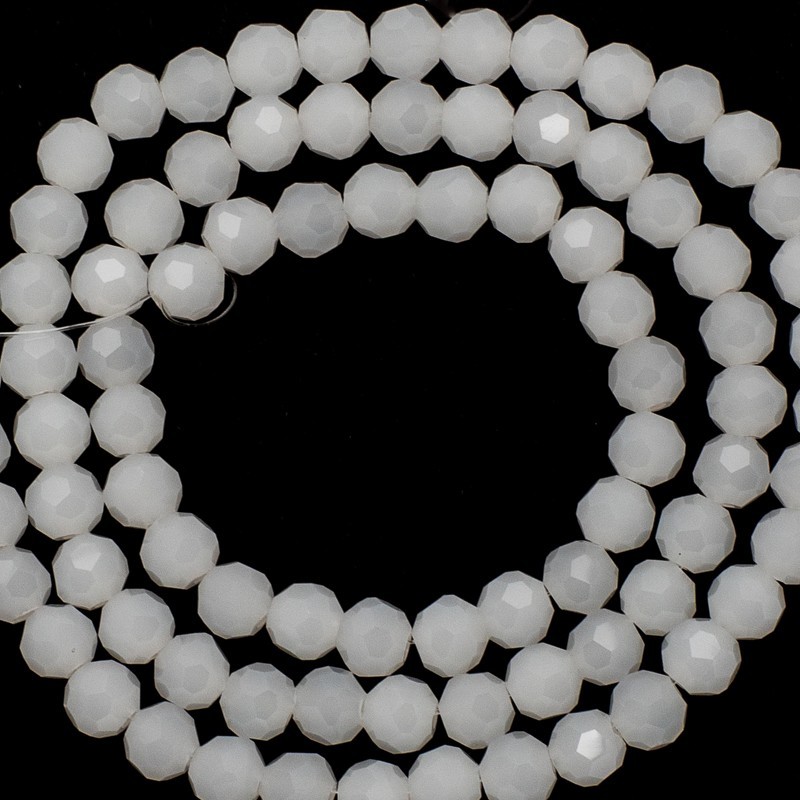 Crystals / beads 6mm / milky white / 100pcs / SZKRKU06030