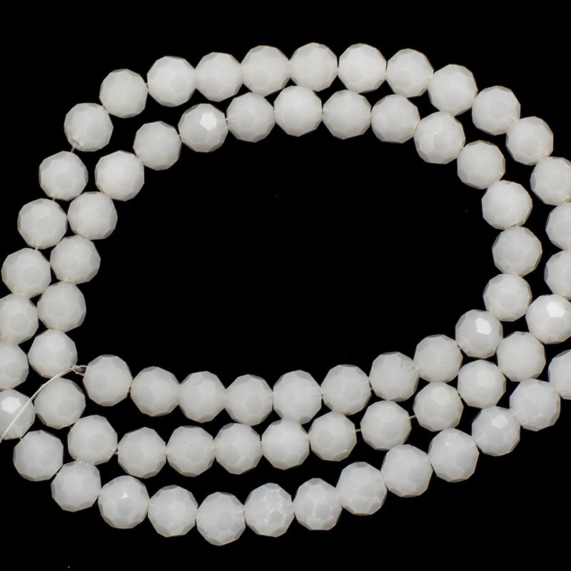 Crystals / 8mm balls / milk white / 72pcs SZKRKU08030