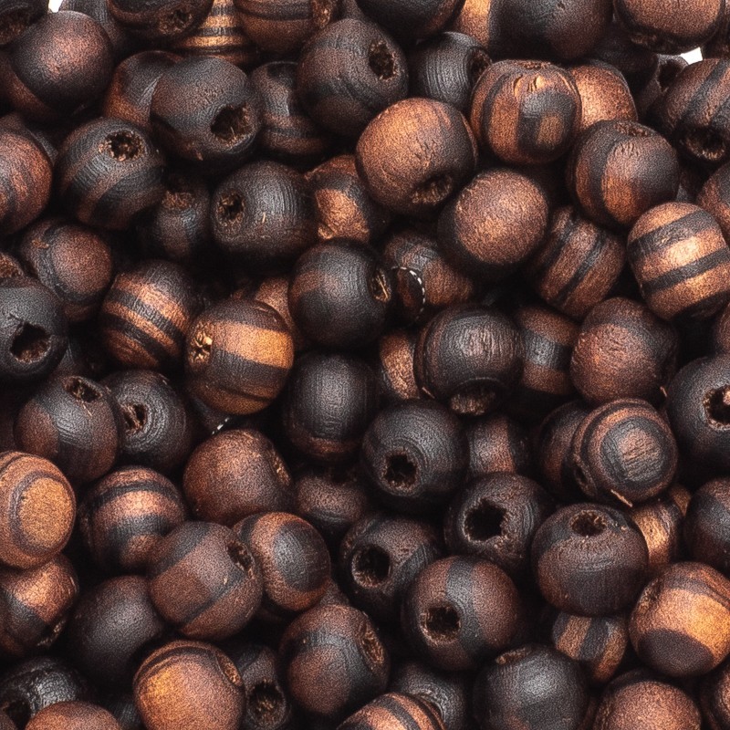 Wooden beads / 8mm balls, waxed walnut medium brown 5g / 27pcs DRWM15