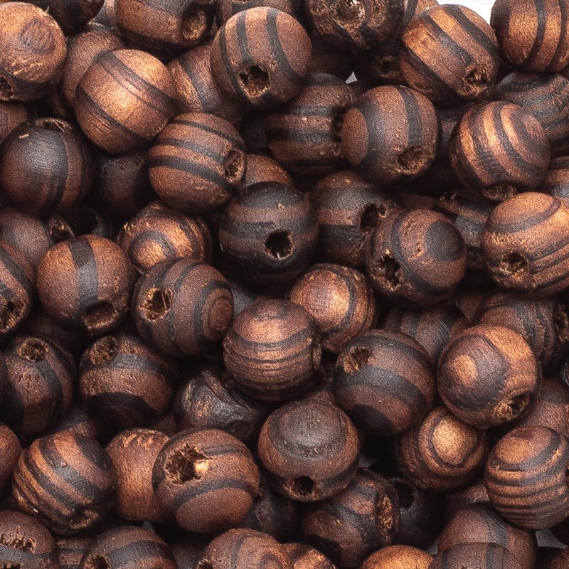 Wooden beads / balls 10mm waxed walnut medium brown 5g / 17pcs DRWM22