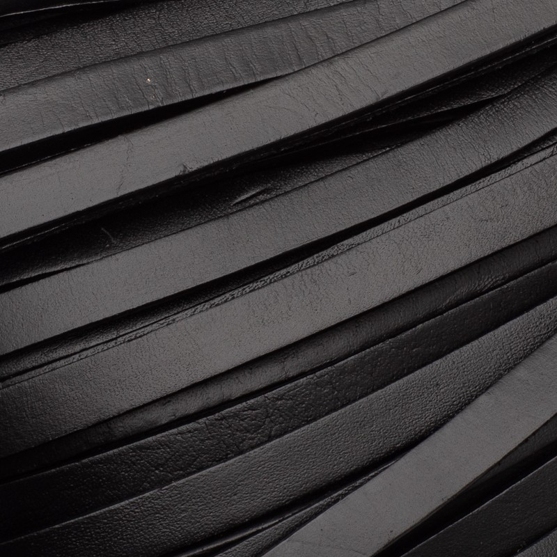Leather flat strap 10x2mm black 1m RZIN43