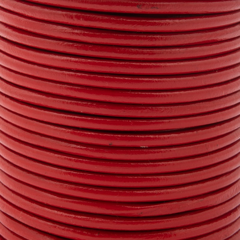 Rzemień skórzany/ czerwony/ 4mm ze szpuli 1m RZ40C01A