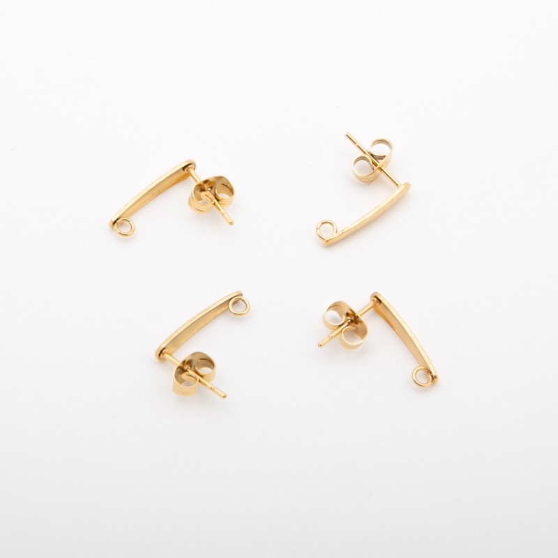 Studs with eyelet / gold-plated surgical steel / 15mm 2pcs BKSCH26