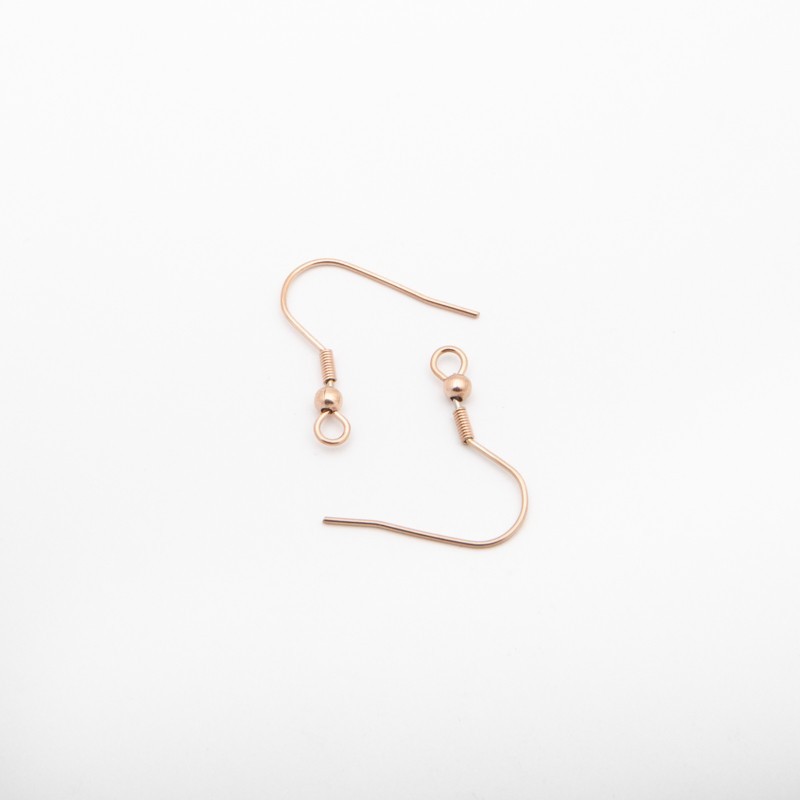Earwires with a spring ball / rose gold-plated surgical steel 18mm 2pcs BKSCH28