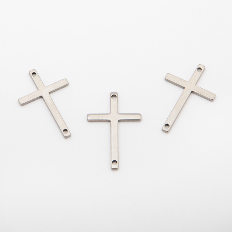 Cross / pendant / connector / surgical steel / 25x16mm 1pc ASS186