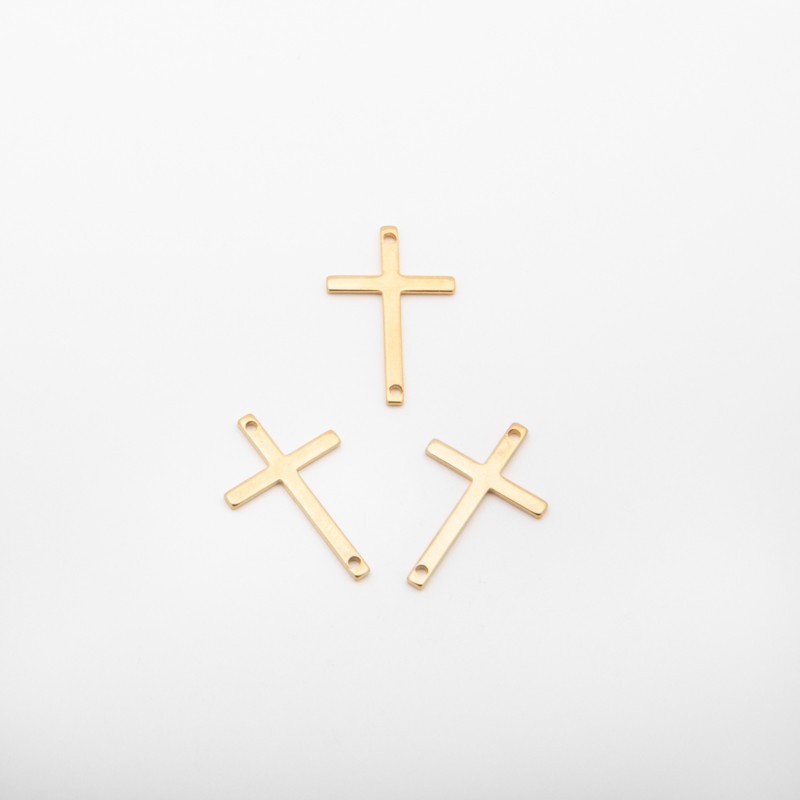 Cross / pendant / connector / surgical steel / gold-plated / 25x16mm 1pc ASS186KG