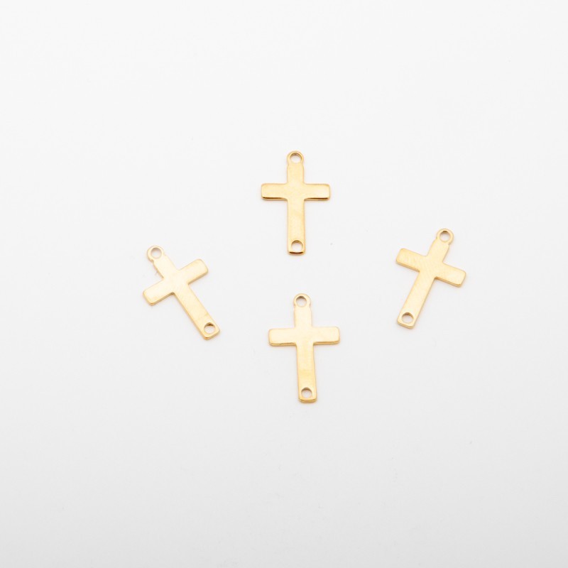 Cross / pendant / connector / surgical steel / gold-plated / 21x13mm 1pc ASS187KG