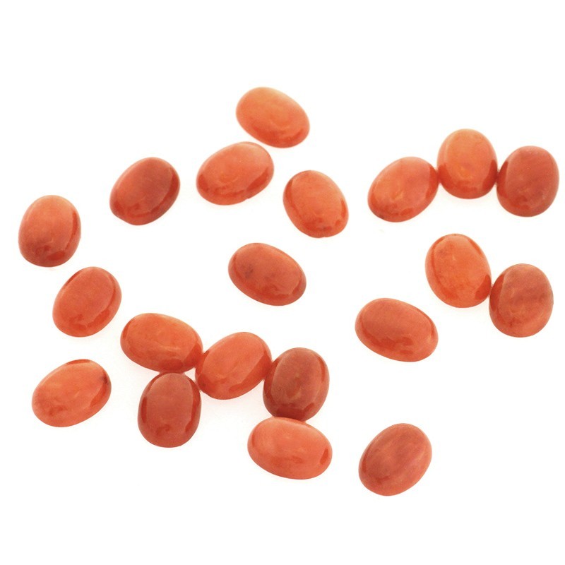 Coral cabochons / oval 6x8mm / orange coral / 1pc / KBKO0604