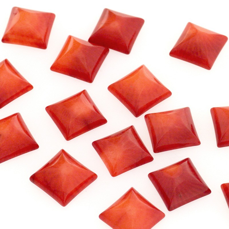 Coral cabochons / 10mm square / red coral / 1pc / KBKO1002