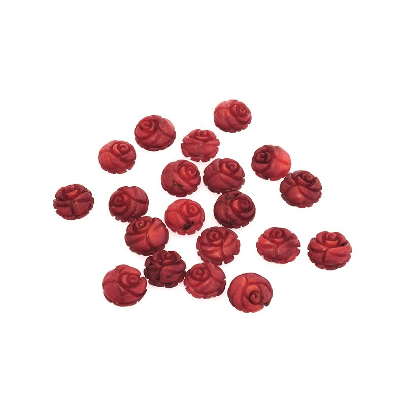 Kaboszony z korala rzeźbione róża / 12mm/ koral czerwony/ 1szt/ KBKO1201