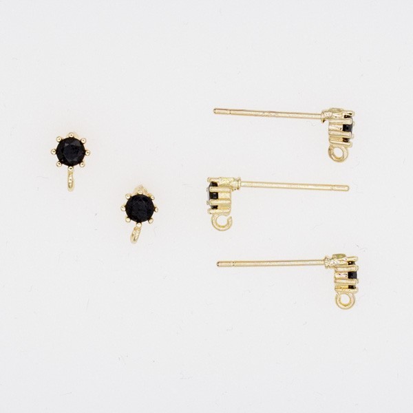 Gold-plated / black zircon pins 4mm 2pcs AKG870