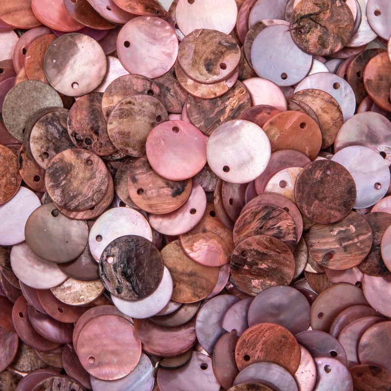 55mm shell pendants / coins / pink / 2pcs / MU161C