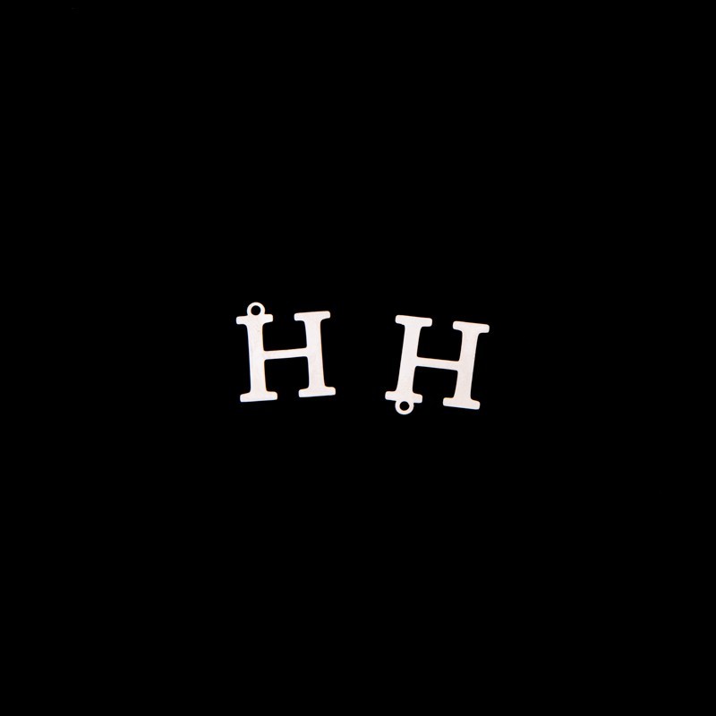 Pendant letter "H" / platinum / 13x15mm 1 piece AKGLHP