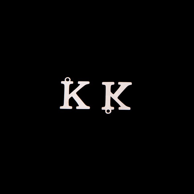 Pendant letter "K" / platinum / 13x15mm 1pc AKGLKP