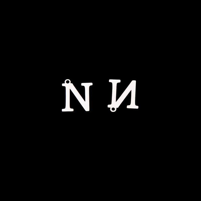 Pendant letter "N" / platinum / 13x15mm 1pc AKGLNP