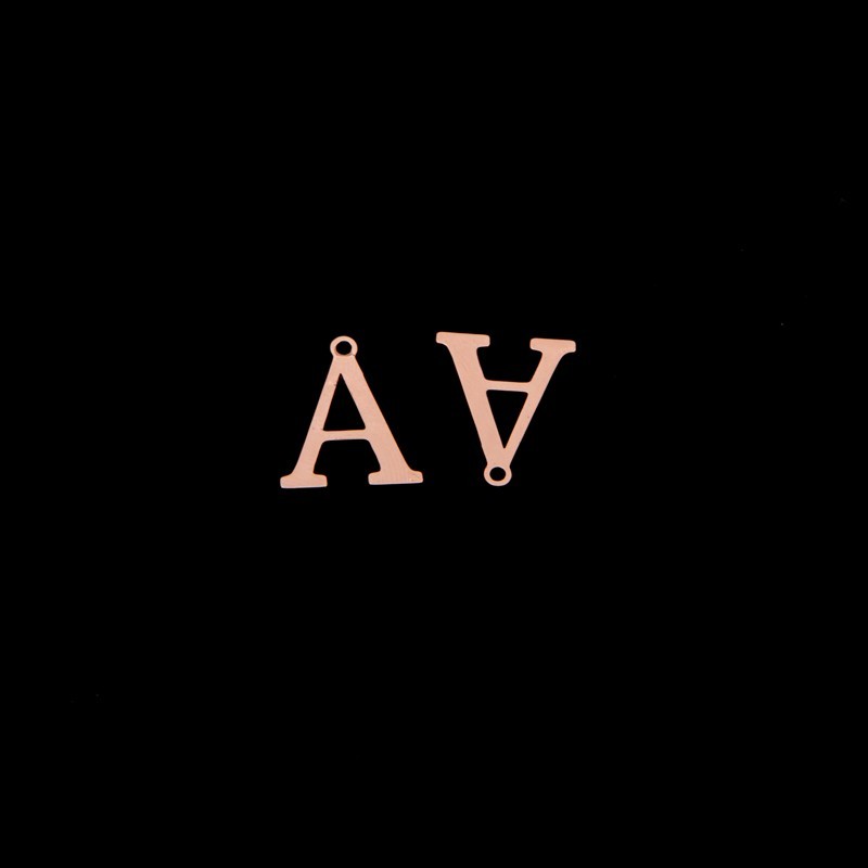 Zawieszka litera "A" / różowe złoto/ 13x15mm 1szt AKGLAR