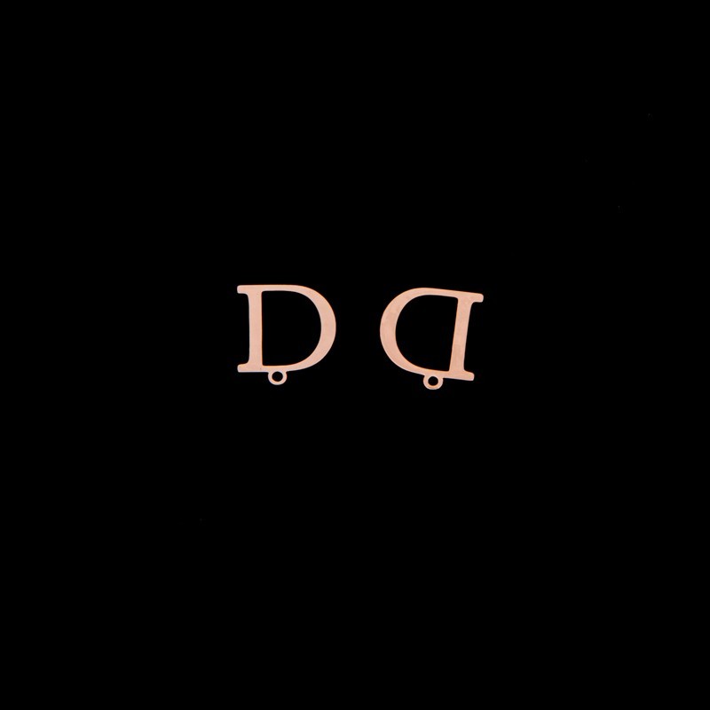 Pendant letter "D" / rose gold / 13x15mm 1 piece AKGLDR