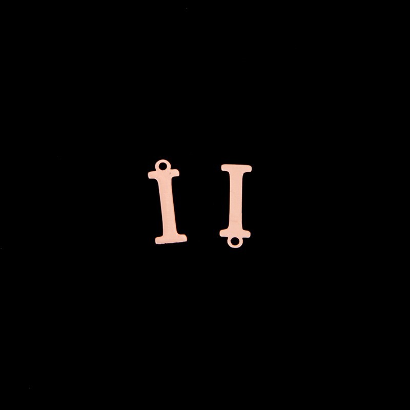 Zawieszka litera "I" / różowe złoto/ 5x15mm 1szt AKGLIR
