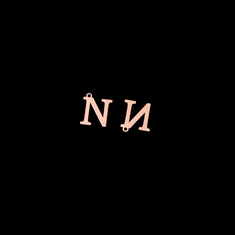 Zawieszka litera "N" / różowe złoto/ 13x15mm 1szt AKGLNR