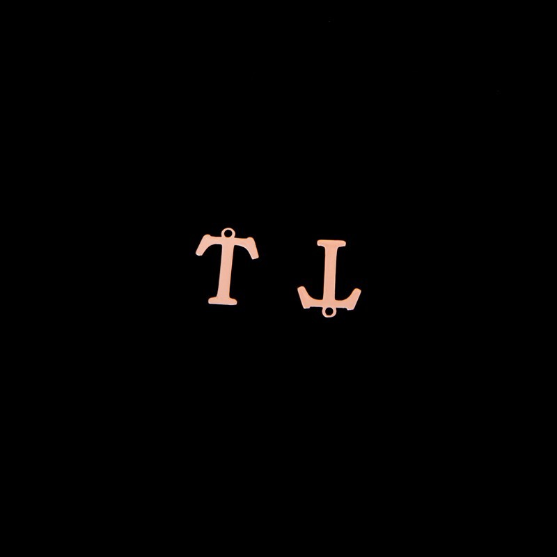 Zawieszka litera "T" / różowe złoto/ 13x15mm 1szt AKGLTR