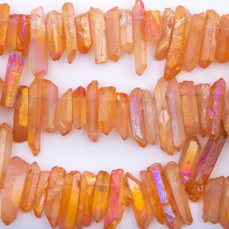 Dyed quartz / peach rainbow / faceted icicles / 20-38mm / 1 piece KAKR63