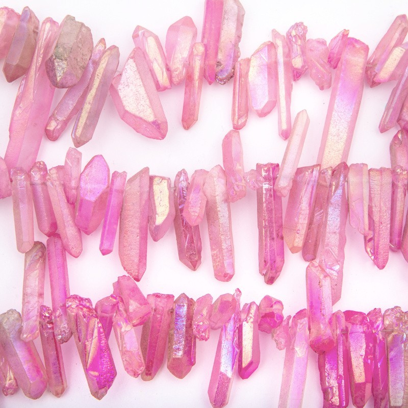 Dyed quartz / light rainbow pink / faceted icicles / 20-39mm / 1 piece KAKR65