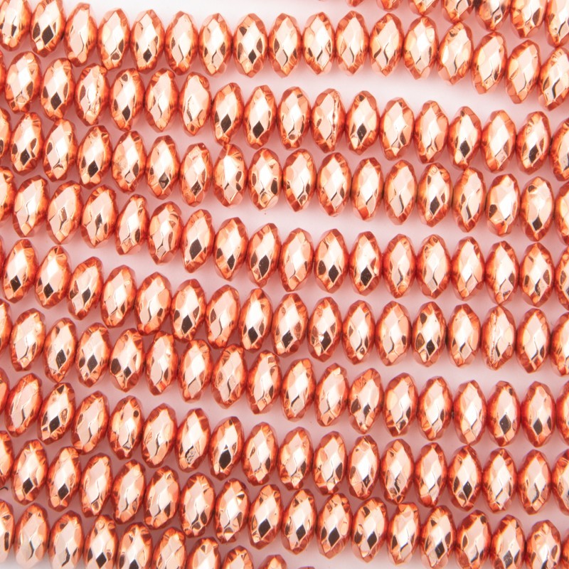 Koraliki hematyt/ różowe złoto/ oponki fasetowane 6x3mm 125szt / sznur KAHE05PG