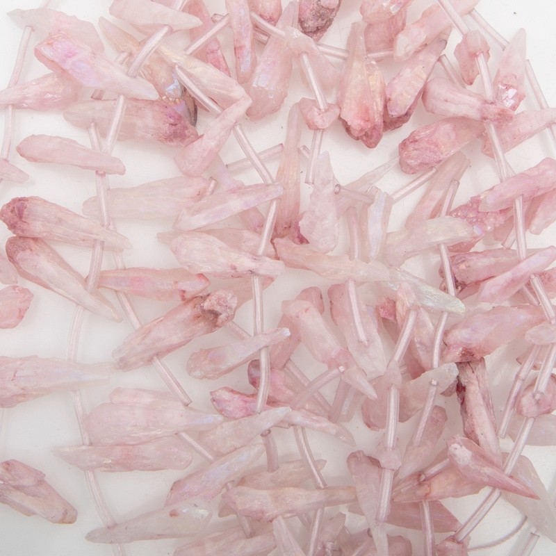 Milky pink pearl quartz / pendants drops 24-28mm 1pc KAKR30A