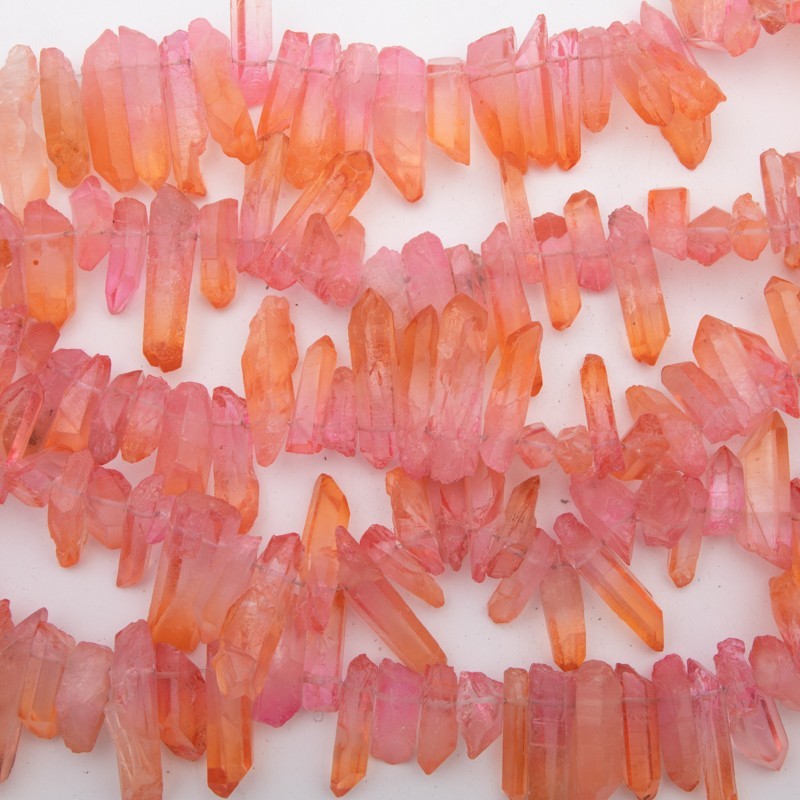 Dyed / shaded / peach-pink quartz / 18-34mm / 1pc KAKR95