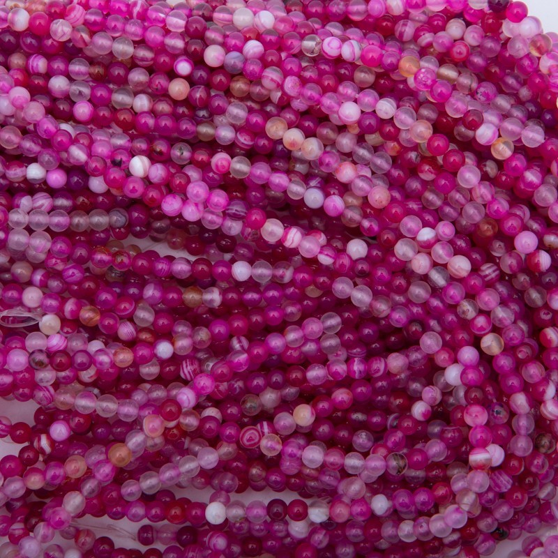 Pink agate / 4mm beads / 38 cm rope / KAAG0416