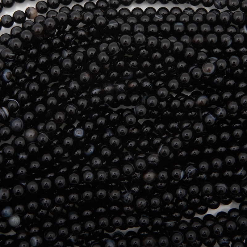 Black agate / 6mm balls / 38cm rope / KAAG0617