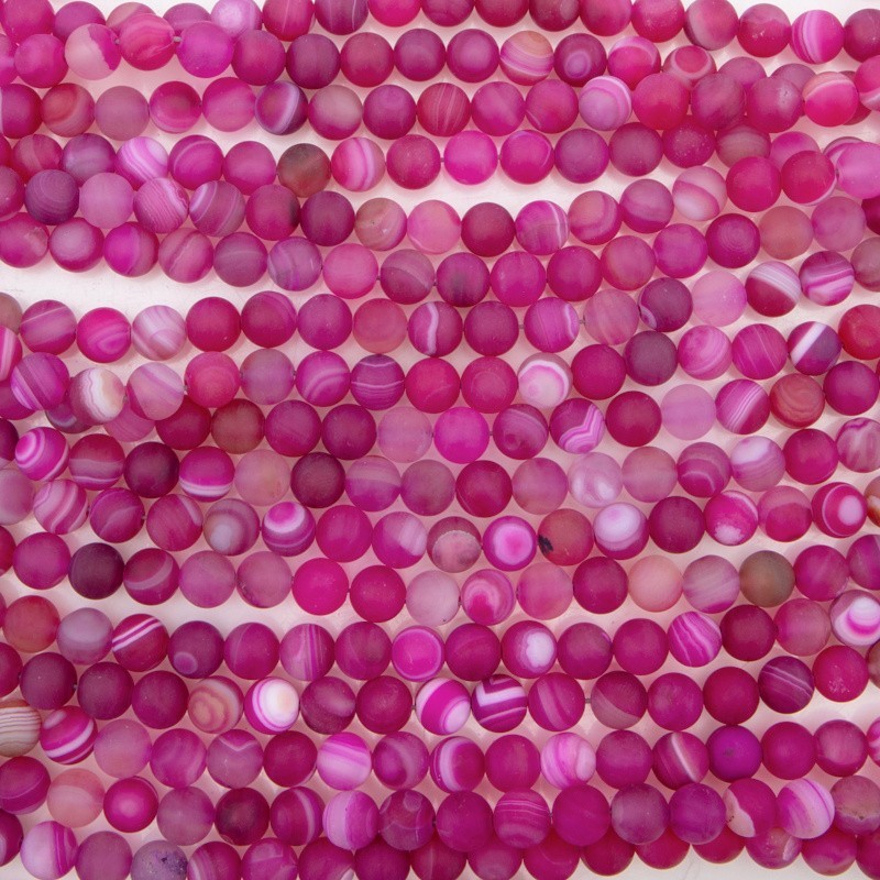 Pink agate / matt / 8mm beads / 38 cm rope / KAAGM0829