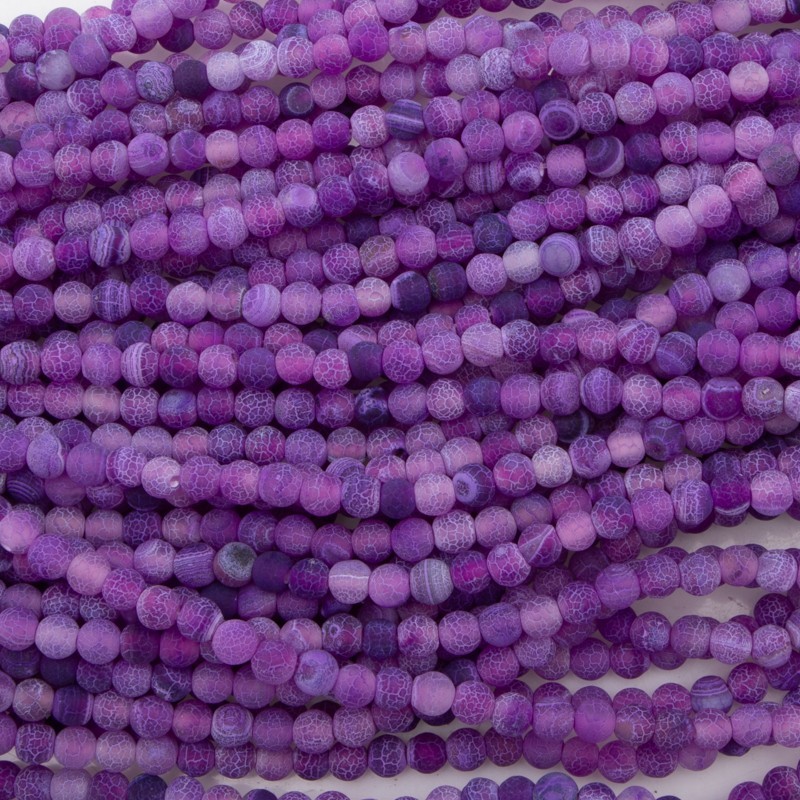 Etched agate / violet fluo / beads 6mm / rope 38cm / KAAGT0606A