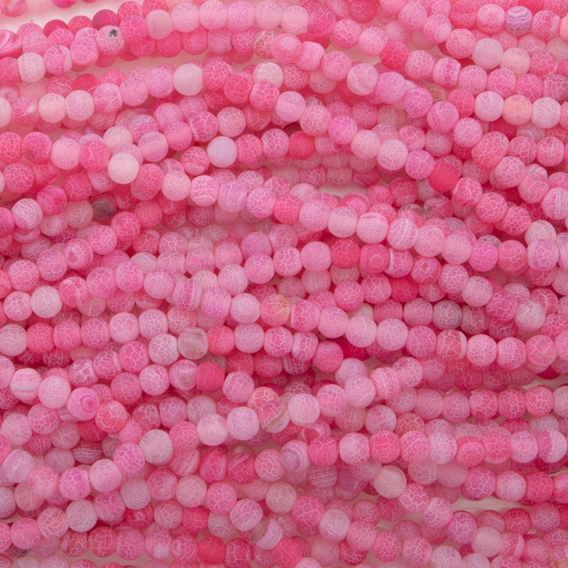 Pink etched agate / beads 6mm / string 38cm / KAAGT0610