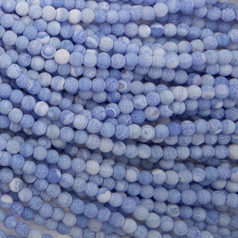 Blue etched agate / beads 6mm / string 38cm / KAAGT0611