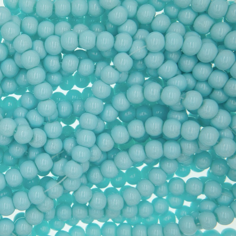 Milky beads / glass 6mm / baby blue / 160 pieces SZTP00659