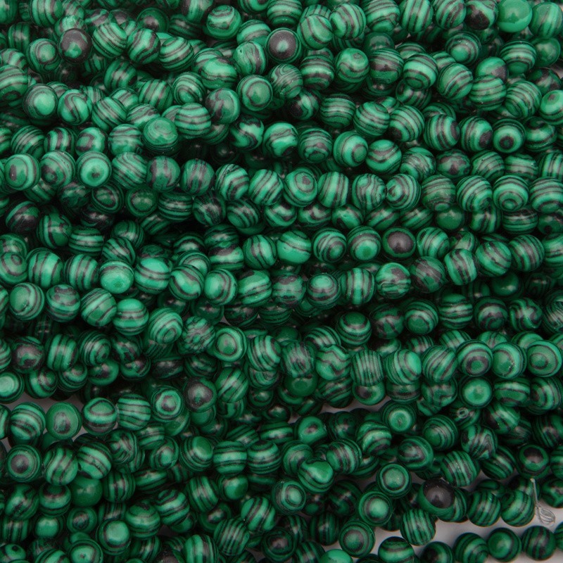 Synetic malachite / 6mm beads / rope / KAMAS06