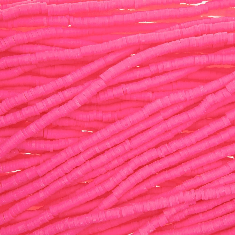 Katsuki beads / fluo pink / 4mm discs / 40cm rope / MOKA04147