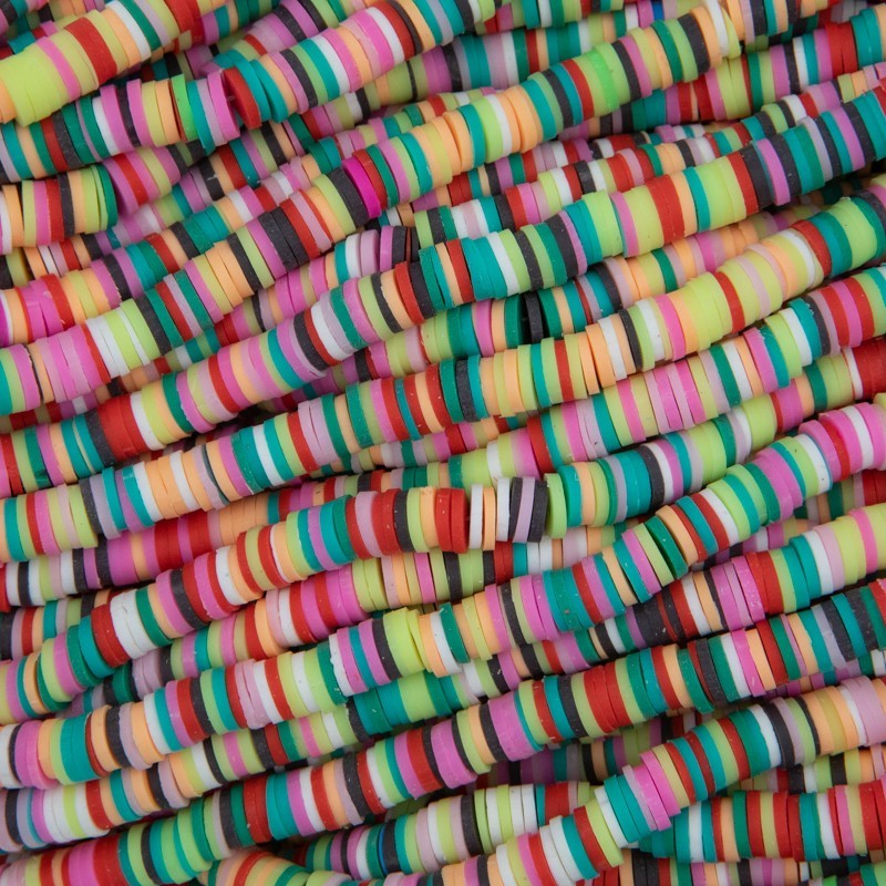 Katsuki beads / Stripes / Manila / 6mm discs / 40cm rope / MOKA06200