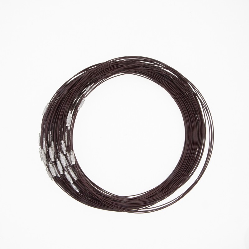 Necklace base coated steel rope brown 45cm 1pc LISOB004