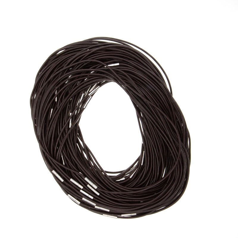 Base of necklaces with a plug / leather strap / brown / 44cm 2.5mm 1pc BAZN30