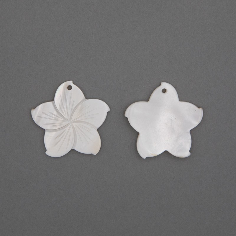 Pendants / mother of pearl / Hawaiian flower / 37mm / 1pc / MU183